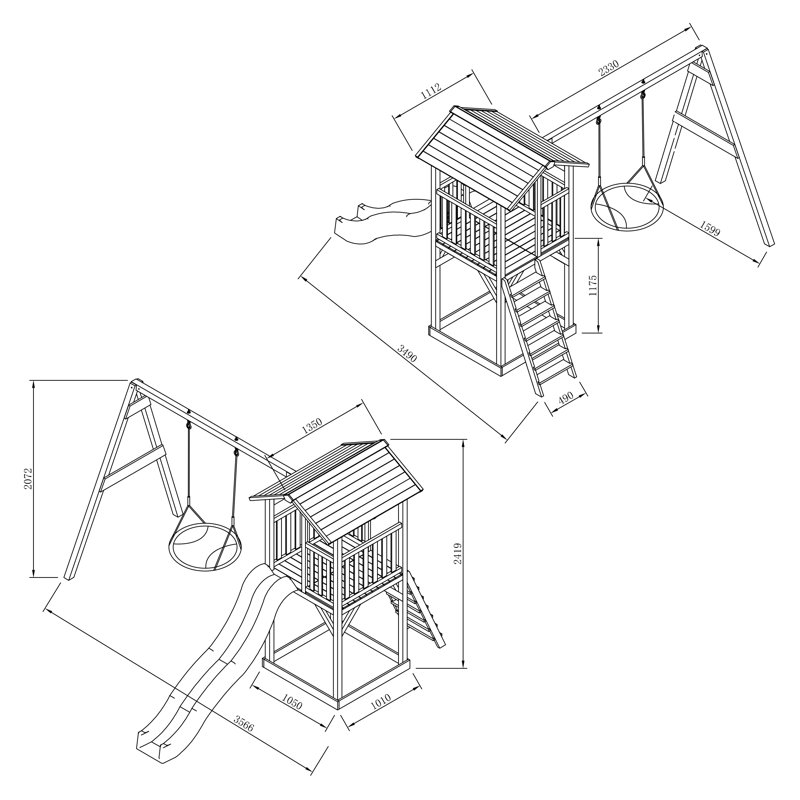 AXI Hemlock Swing Set with 1 Swing(s) , 1 Slide(s), Grey