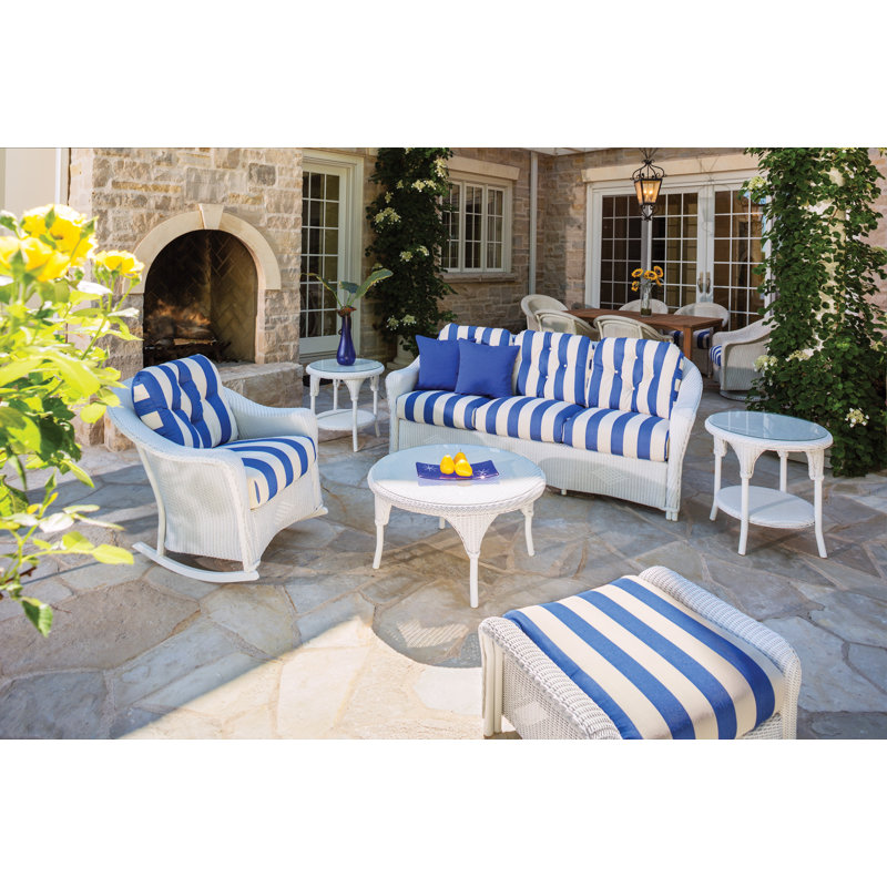 Reflections Outdoor Lounge Chair, Demo Oatmeal, Denim Blue