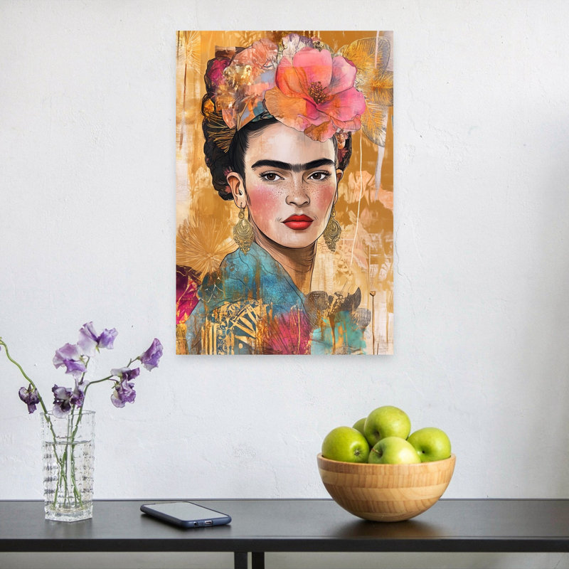 Portrait floral expressif, impression élégante, 24" H x 16" W