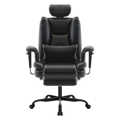 L 21 po x P 21 po x H 48 po - Chaise de bureau ergonomique - Noir - Polyuréthane - 1 pièce - Soutien lombaire, ergonomique