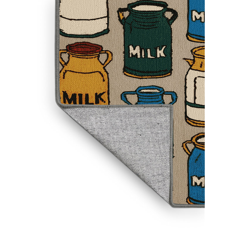 Washable Milk Cans Farm Area Rug, Rectangle 6' x 9'
