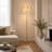 59.8" Modern Floor Lamp with Leaf-Pattern Fabric Shade-1853019320