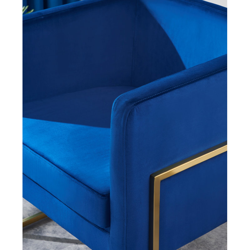 Fauteuil demi-tonneau en polyester 28 po Breccan, Bleu foncé