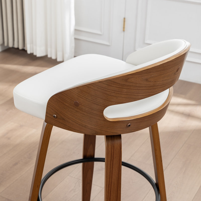 Swivel Upholstered Counter Stool, Bar Stool (63.5cm Seat Height), White