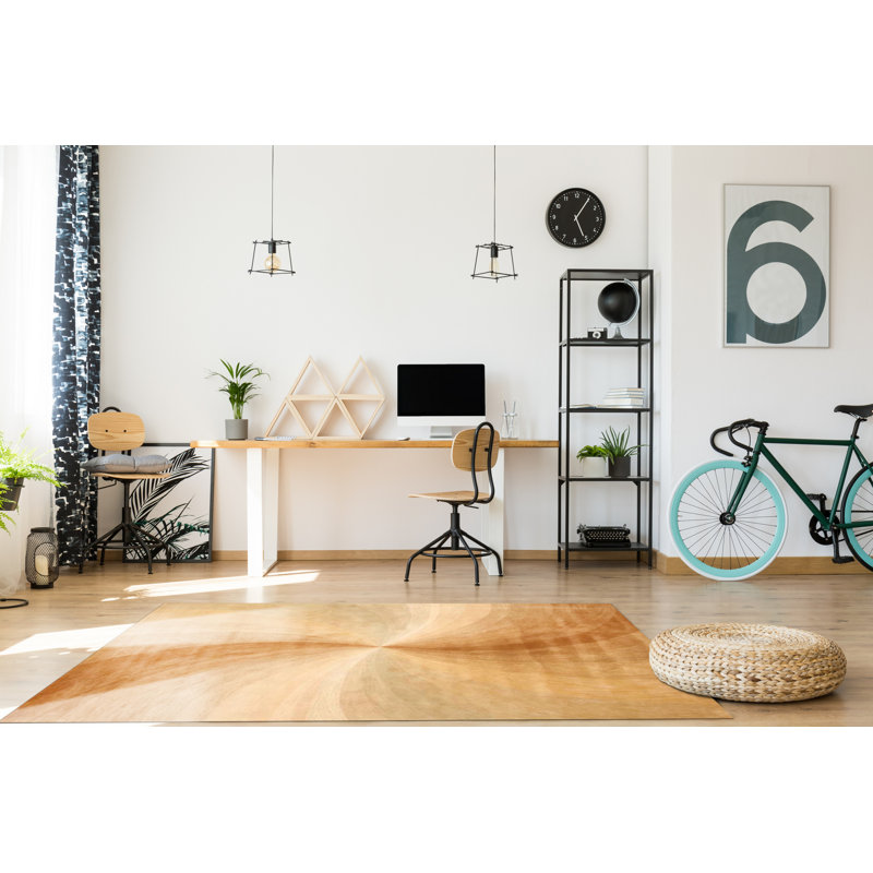Tapis beige en laine touffeté à la main Abstract, Rectangle 11 pi 9 po x 14 pi 9 po