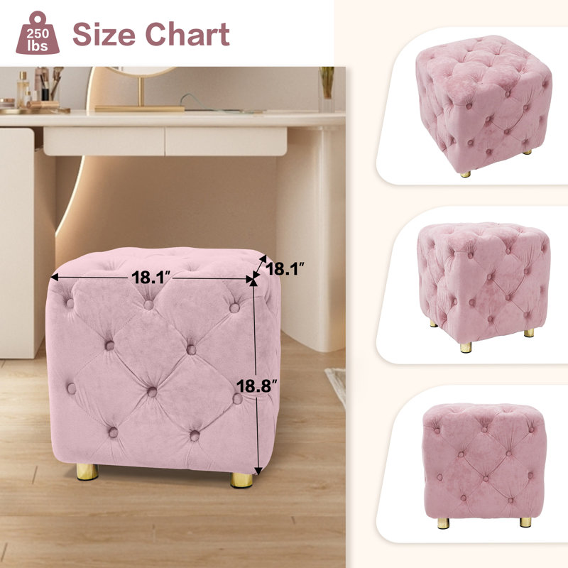 Repose-pieds de maquillage en velours Modern, Velours rose