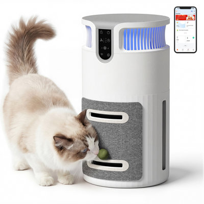 Purificateur d'air pour animaux de compagnie avec jouet pour chat interactif, capteur intelligent P².5 et contrôle de l'application - Élimine les poils et les odeurs d'animaux