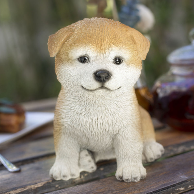  Brown Akita | Handpainted Decorative Puppy Statue for Home & Garden Decor | Premium Polyresin Dog Statue | Gift for Dog Lovers | Weather-Resistant Indoor/Outdoor Decor