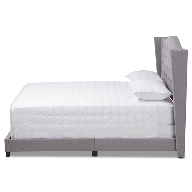 Upholstered Platform Bed, Full, Gray