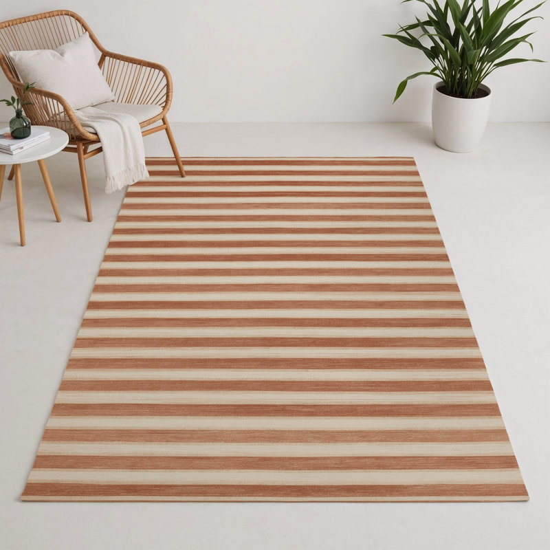 Tapis intérieur / extérieur beige HorizontalStripes, Rectangle 9 pi x 12 pi