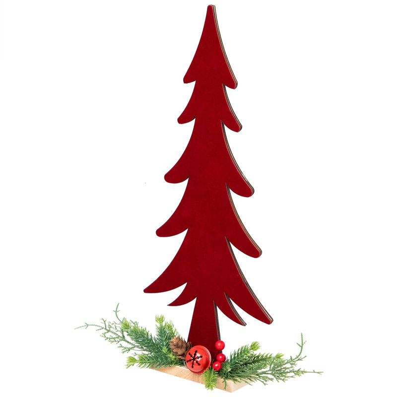 Décoration de Noël pin et grelot - 15,5 po - rouge et vert