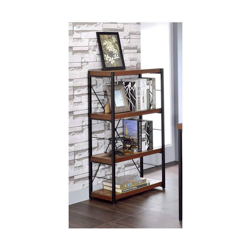 Weathered Oak And Black 3-Shelf Bookcase