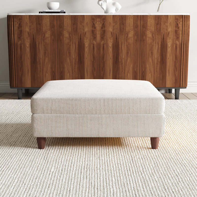 Mordecai 97Cm Wide Square Footstool Ottoman, Beige