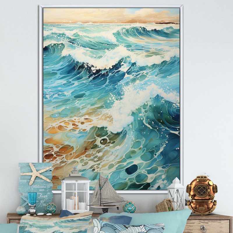 «Bladen Beach Photo Oceanic Rhythms X», reproduction sur toile, H 20 po x l 12 po x P 1 po, Cadre flottant blanc