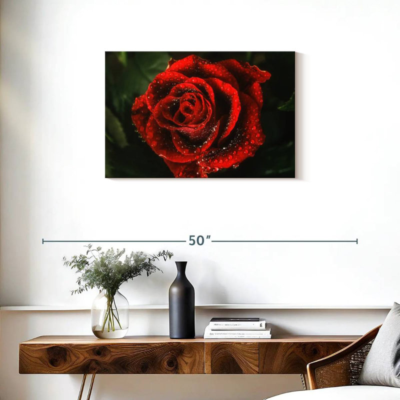 Élégante rose rouge rosée, H 20 po x l 30 po