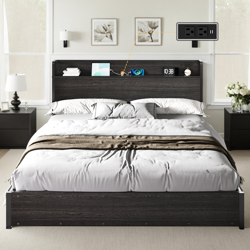 Tryston 3-pieces Rustic & Farmhouse King Bedroom Set, Black, Black, King