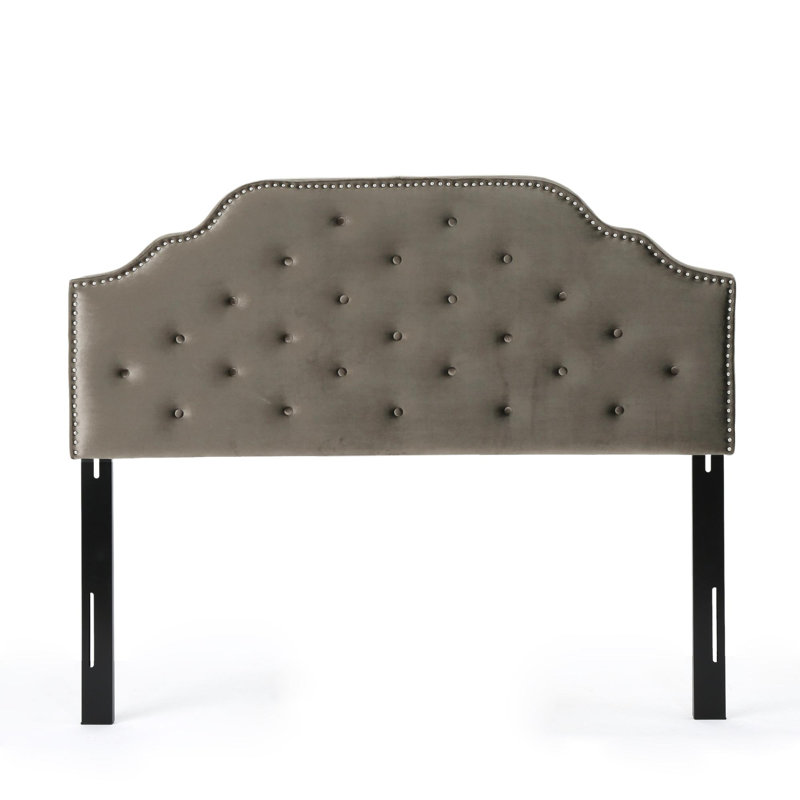 Brooke-Elise Upholstered Metal Panel Headboard, Light Gray, Full / Queen