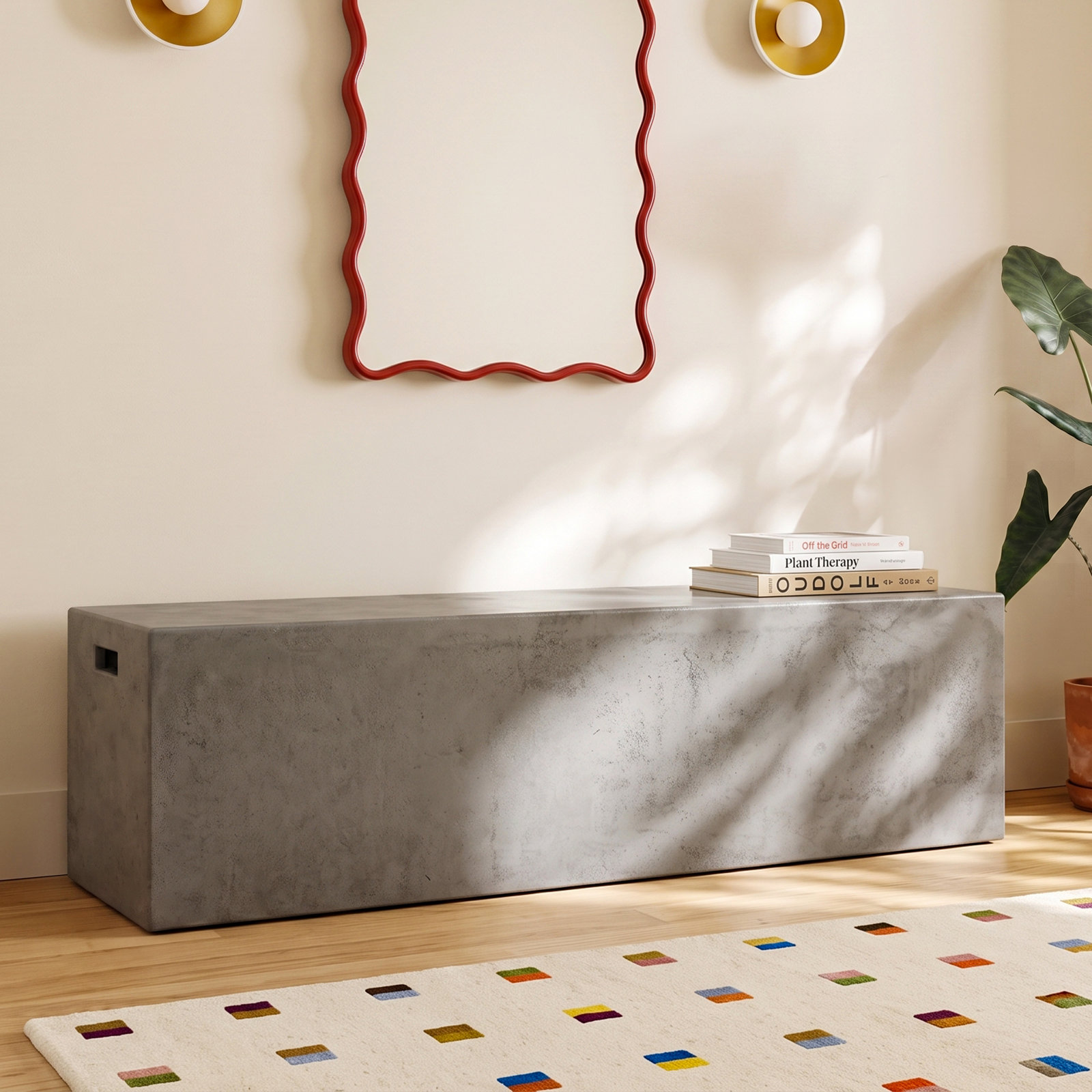 Kareen Bench, Dark Gray, 18"H x 70.75" W x 14" D