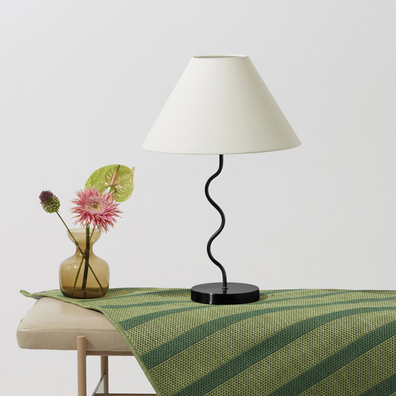 Squiggle 22" LED Table Lamp with Twisting Base and Ivory Empire Shade, Black