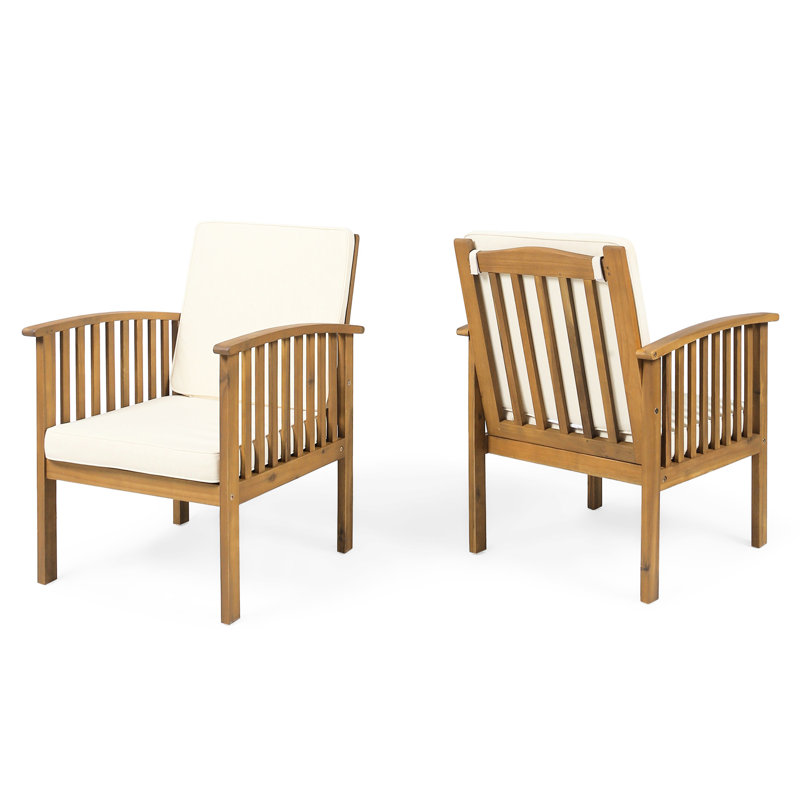 Outdoor Club Chairs - Deep Seating And Water- Middle Inner Padding Cover 2Pcs Wood With Waterproof Cushions For