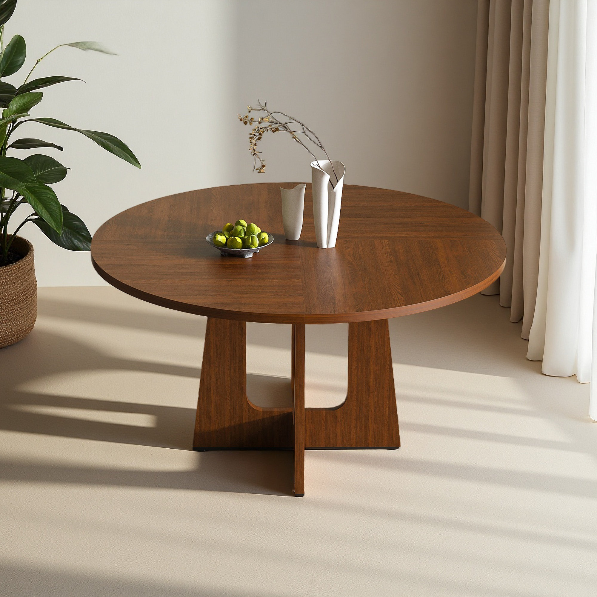 Ebern Designs 47.24" Round Dining Table For 4 - Farmhouse MDF Table ...