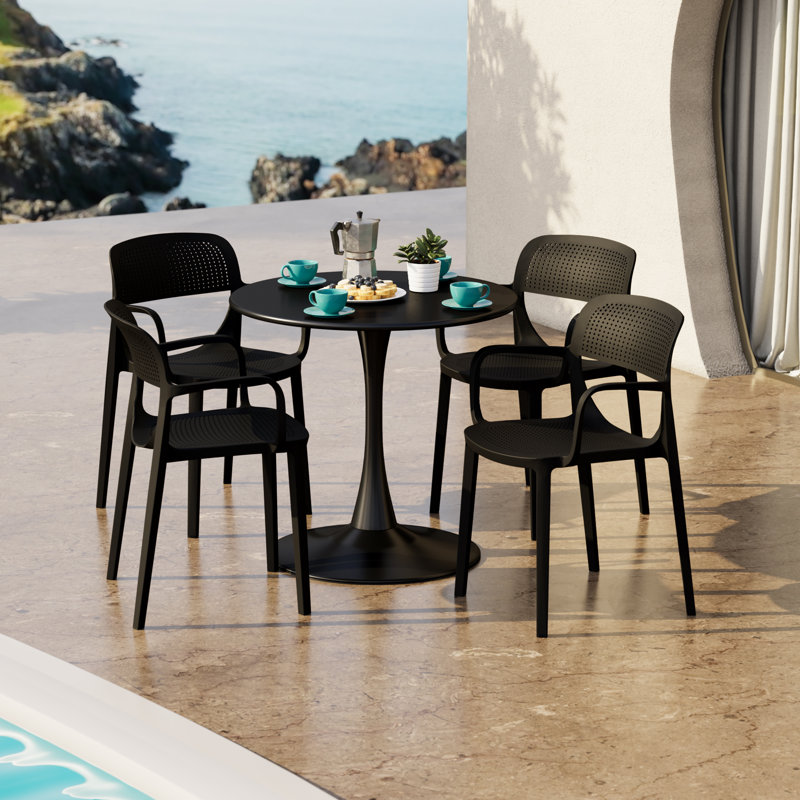 Outdoor Round Dining Set, Black
