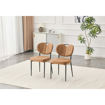 Ensemble de 2 chaises de salle à manger, chaises de salle à manger rembourrées en cuir de qualité supérieure, rembourrage en éponge à haute résilience, pieds en métal avec finition en aérosol