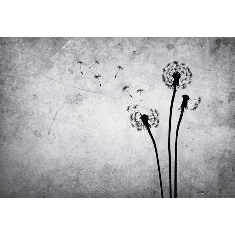 Papier peint vinyle pissenlits à texture grunge avec effet de vignette, L 66 po x l 96 po