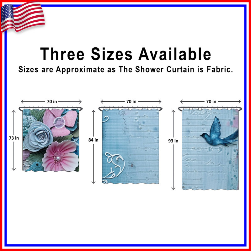 Rideau de douche Floral - Art Shabby Chic, L 70 po x H 93 po