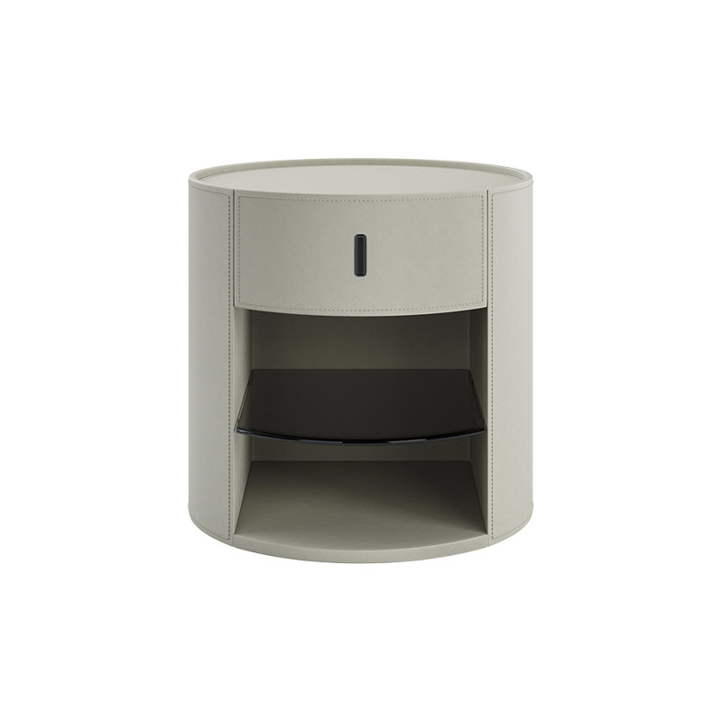 Table de chevet Sable en cuir blanc cassé