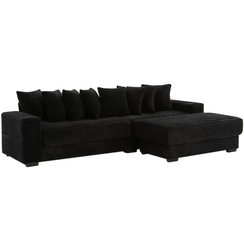Nouveauté Velours côtelé modulaire de 113,21 po avec repose-pieds mobile, porte-gobelets, 8 coussins et repose-pieds en forme de L avec repose-pieds, poche à magazines