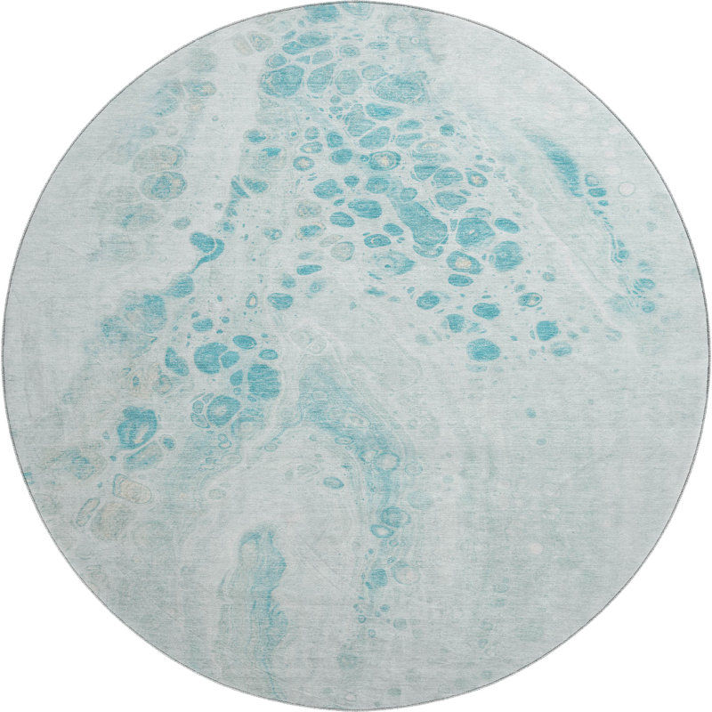 Premium Machine Washable Ralston AMF1935 Abstract Rug, Round 8'