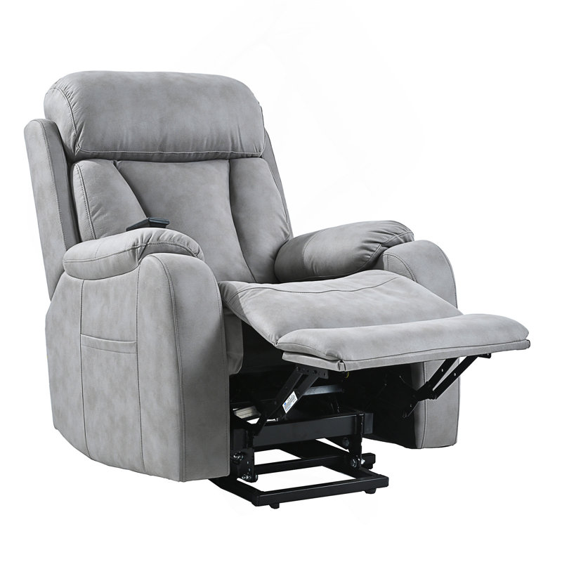 Electric Power Lift Recliner Chair with Side Pocket, Remote Control, Light Gray