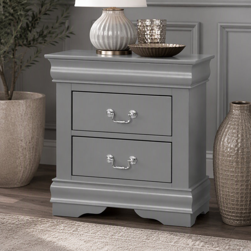 Finition grise avec table de chevet 1pc, Gris