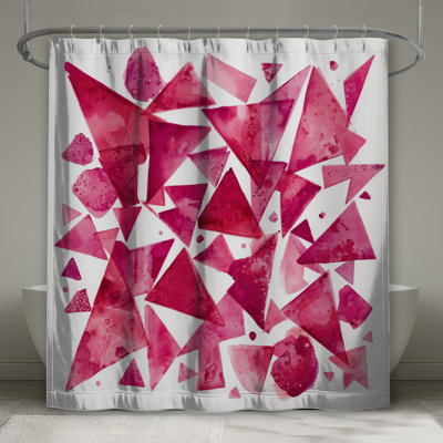 Geometric Pink Triangles Shower Curtains Extra Long