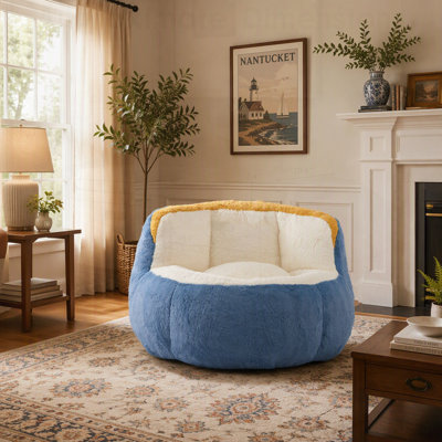 Fauteuil à billes surdimensionné, canapé en fausse fourrure multicolore avec éponge déchiquetée, grand canapé-lit pour le salon, aucun assemblage requis