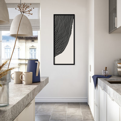  Framed Fabric Pinboard, Minimal Line Design #1 by Jay Stanley Printed Bulletin Board for Use as a Vision Board or Wall Organization