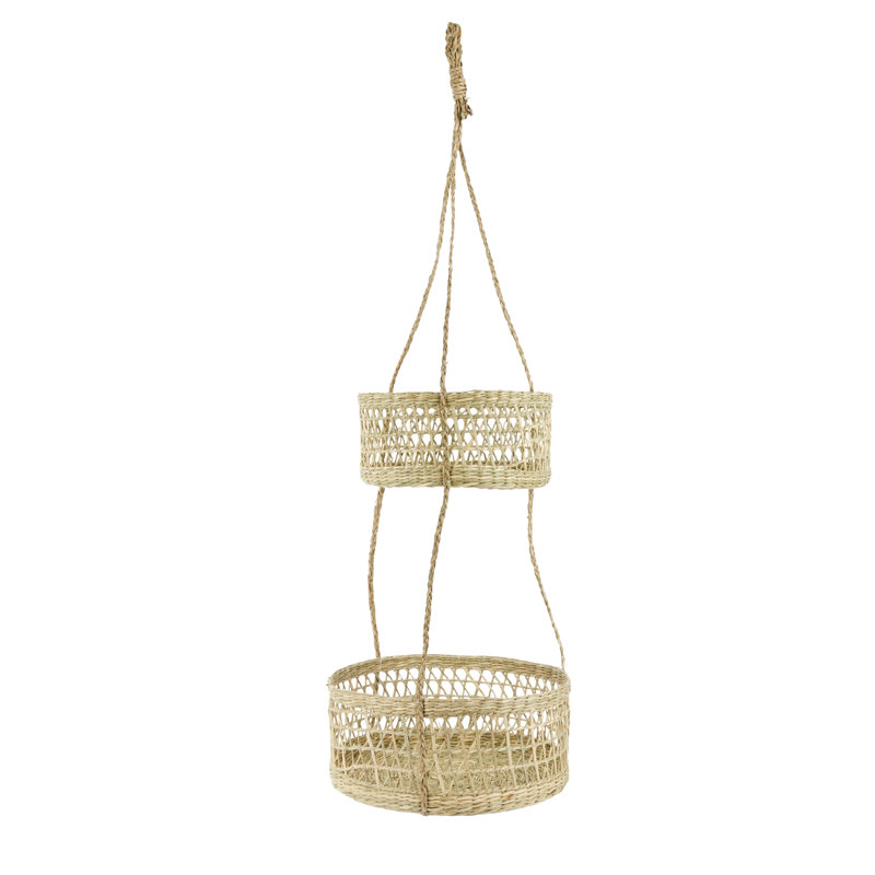 Natural Elements 2-Tier Natural Seagrass Hanging Storage