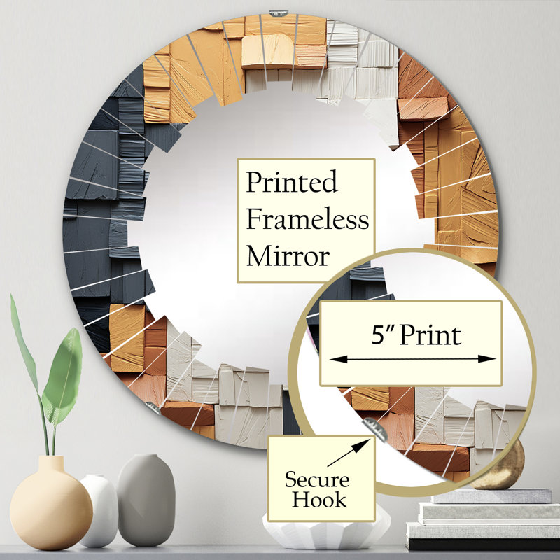 Serifos - Miroir mural moderne rond, 24 po x 24 po
