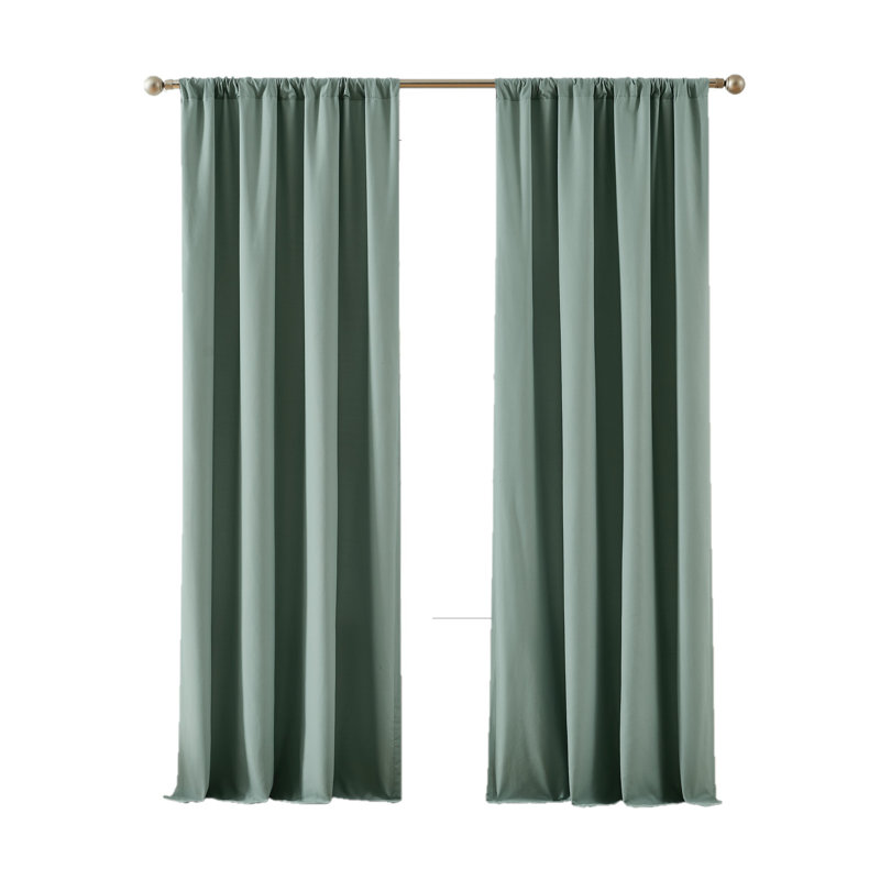 Paire de rideaux semi-transparents en polyester, Vert, L 50 po x L 84 po