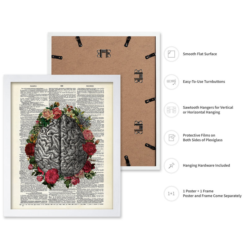 Cerveau fleuri n ° 2, Affiche, Encadrement blanc, H 11 po x l 14 po