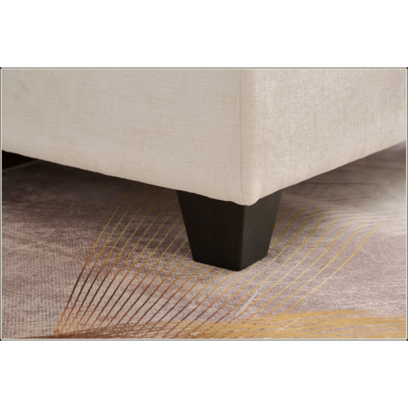 Méridienne surdimensionnée de 51 po avec repose-pieds et chenille douce rembourrée avec rangement, Beige