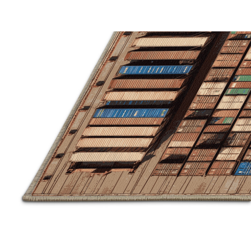 Tapis de transport brun lavable à la machine, Rond 4 pi