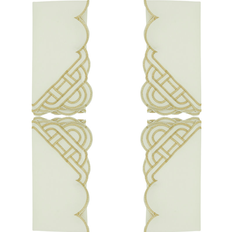 Hastings Collection Polyester Embroidered Square Napkin, Gold/White