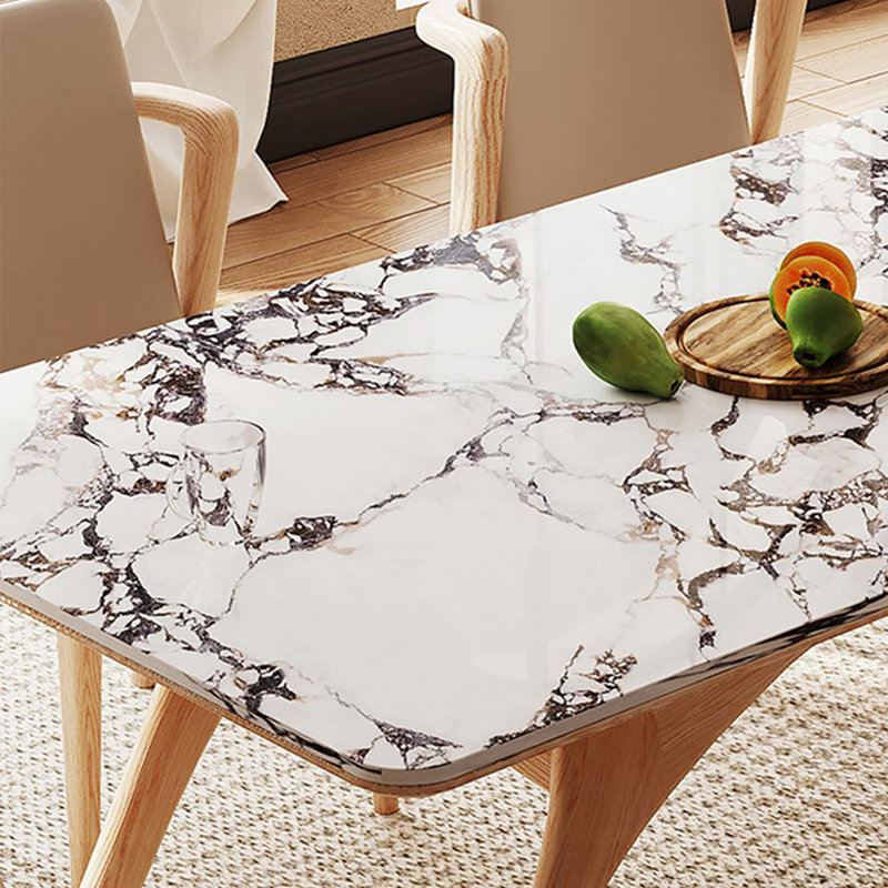 Table de salle à manger rectangulaire en marbre artificiel, H 29,5 po x L 63 po x l 31,5 po