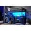 Lit mezzanine simple avec deux commodes, bureau et bande lumineuse-417056094-417056095