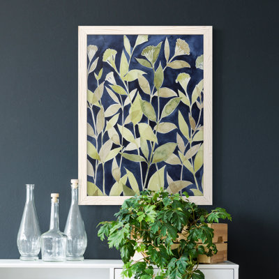 Indigo Blooming Night II - peinture sur toile encadrée