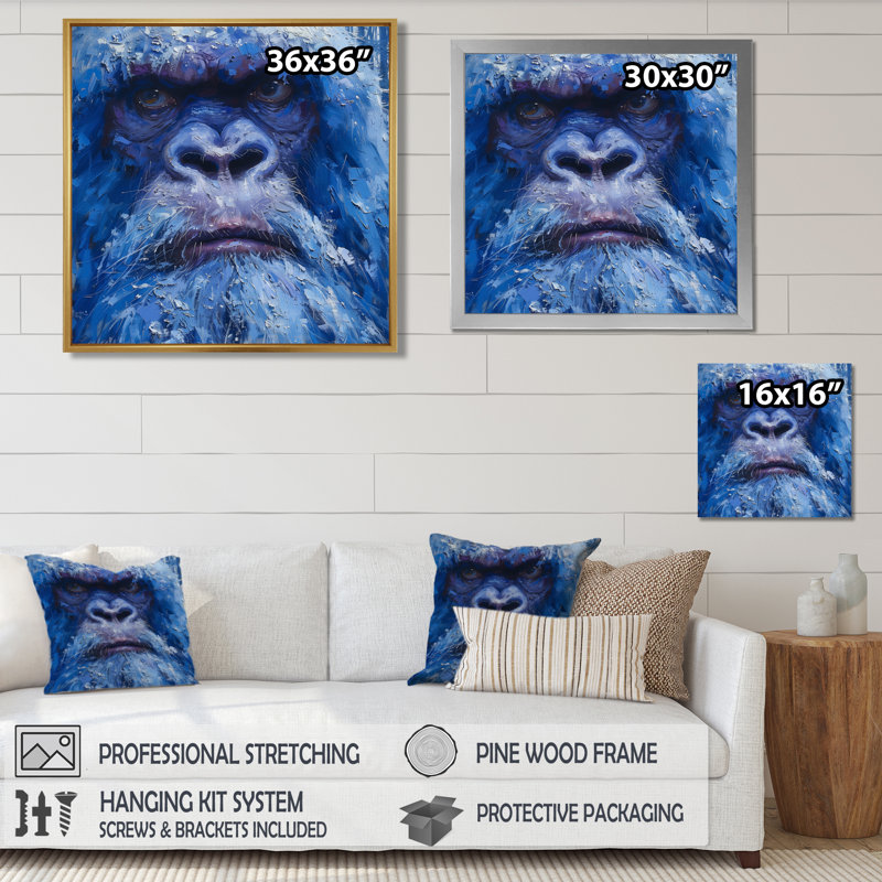 Blue Blue Glance Bigfoot - Bigfoot Wall Art Living Room, Toile tendue, H 16 po x l 16 po