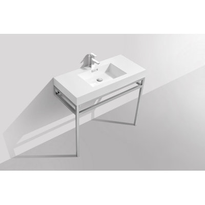 Lavabo de salle de bain console blanc avec trop-plein Serna
