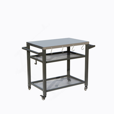 3-Shelf Outdoor Grill Table, Grill Cart With Wheels, Outdoor Pizza Oven And Food Prep Table